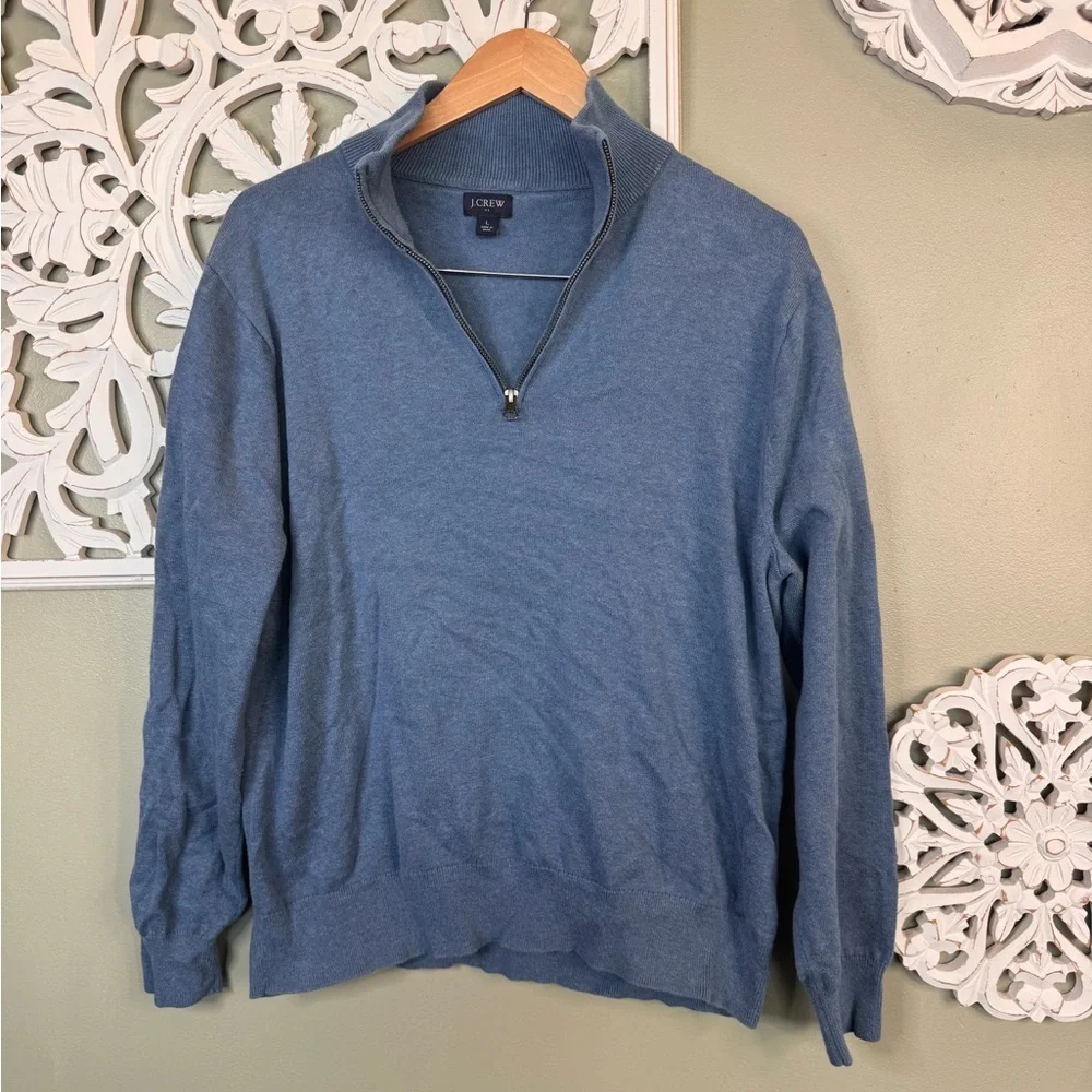 J. Crew Men’s Blue Half-Zip Mock Neck Sweater